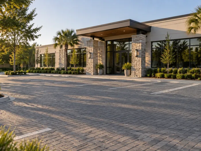 Citrus Pavers commercial job, aerial view